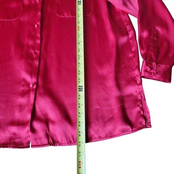 VTG Karen Scott Candy Apple Red Satin Blouse Women's Size Large - Picture 6 of 10